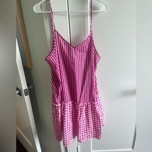 J. Crew Pink Striped and Checkered Coverup Dress